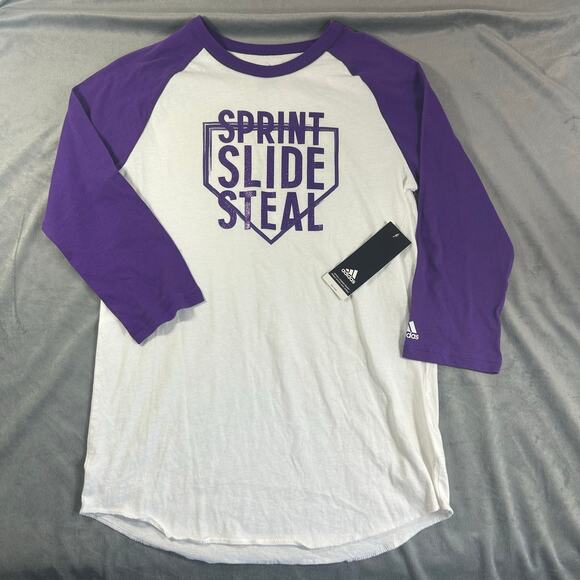Adidas Girls Destiny Graphic Tee Sprint Slide Steal Softball Size XL NWT - Picture 1 of 6
